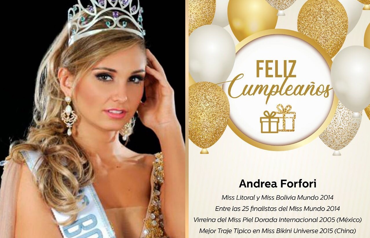 Andrea Forfori conquistó los títulos de Miss Litoral y Miss Bolivia Mundo 2014.