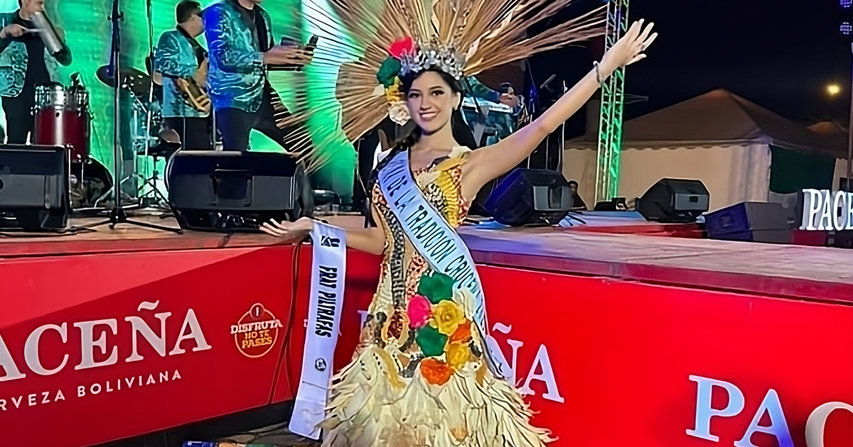 Yenifer García, Reina de la Tradición Cruceña 2023 (Foto: RRSS)