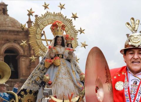 Ilustración: Virgen de la Candelaria y músico boliviano (Foto: RRSS) 